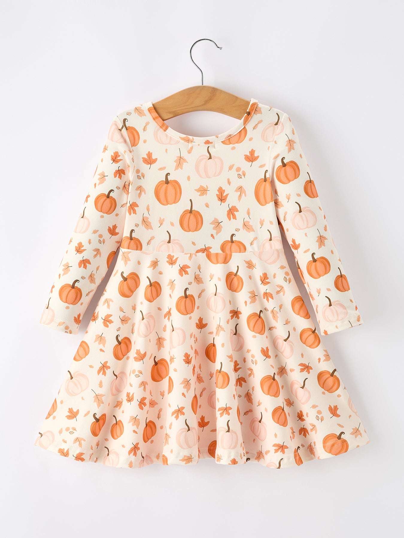 Halloween Thanksgiving Pumpkin Girls Dress Long Sleeve