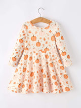 Halloween Thanksgiving Pumpkin Girls Dress Long Sleeve