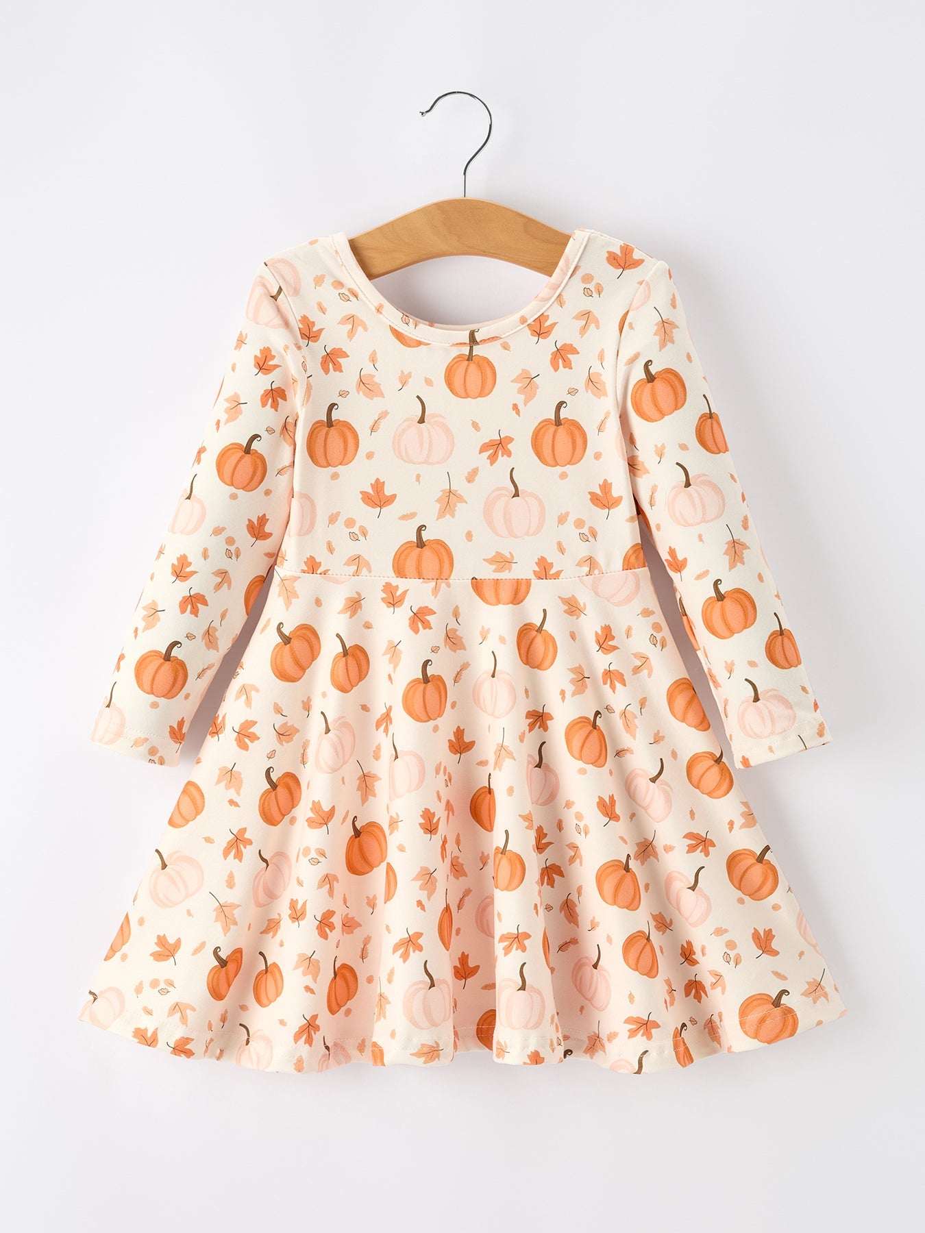 Halloween Thanksgiving Pumpkin Girls Dress Long Sleeve