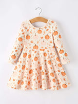 Halloween Thanksgiving Pumpkin Girls Dress Long Sleeve