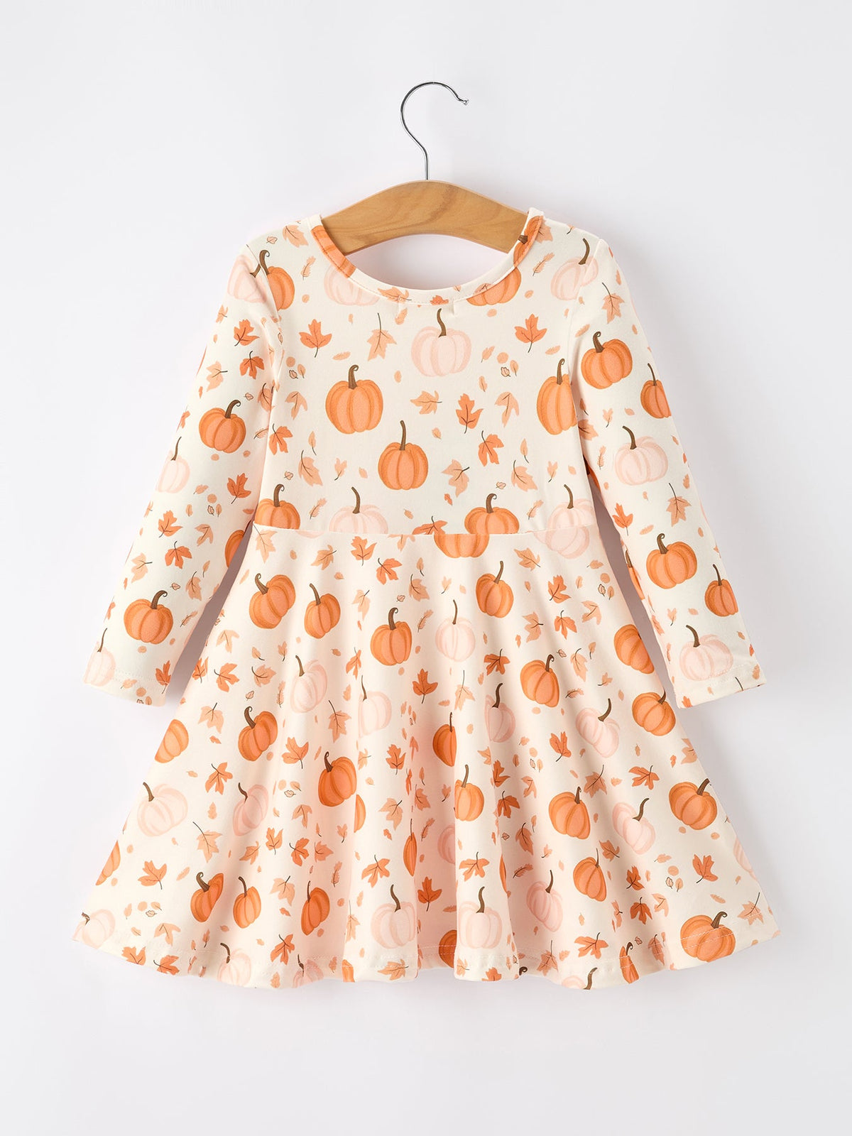 Halloween Thanksgiving Pumpkin Girls Dress Long Sleeve - Rylee Faith Designs - Flyclothing LLC