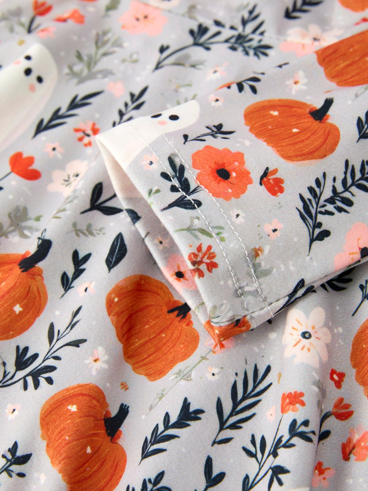 Halloween Pumpkin Ghost Girls Dress Long Sleeve Twirl Dress - Rylee Faith Designs - Flyclothing LLC