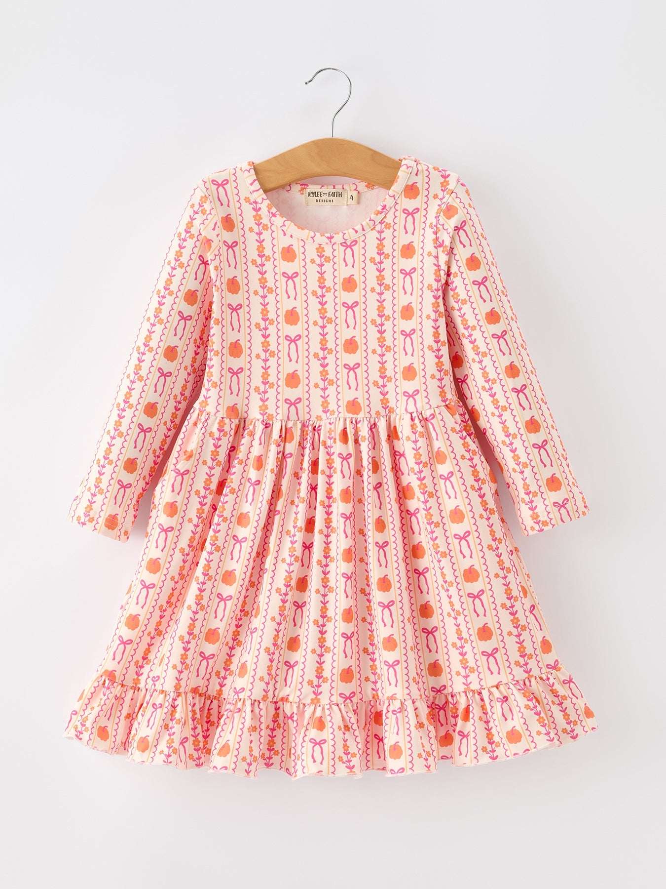 Halloween Thanksgiving Pumpkin Bow Pocket Girls Dress