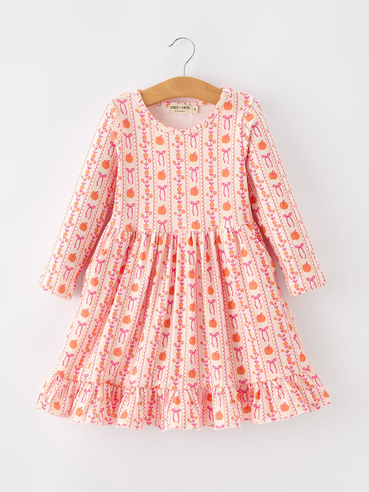 Halloween Thanksgiving Pumpkin Bow Pocket Girls Dress - Rylee Faith Designs - Flyclothing LLC