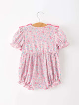 Pink Bow Smocked Floral Baby Bubble - Rylee Faith Designs - Flyclothing LLC