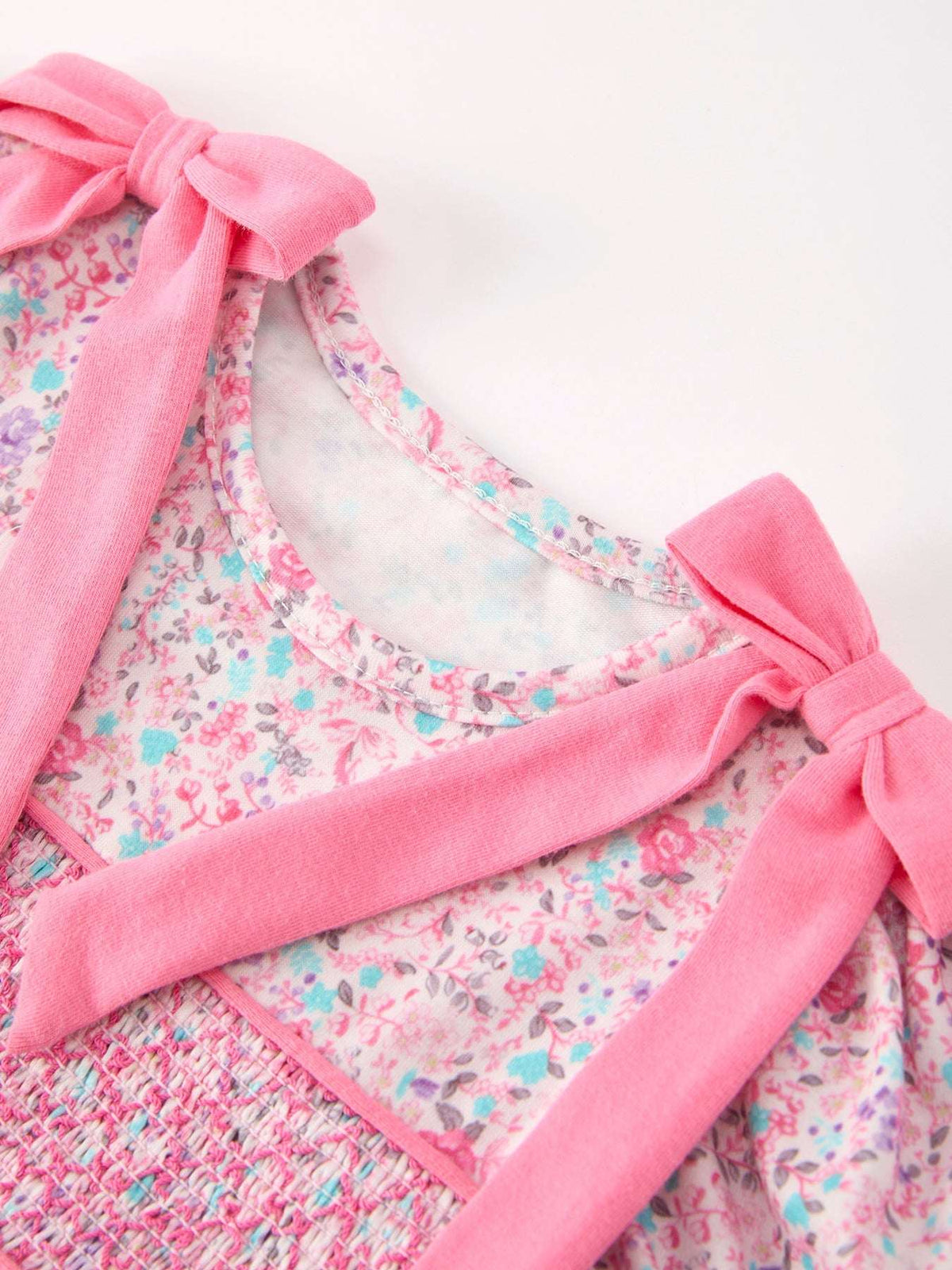 Pink Bow Smocked Floral Baby Bubble - Rylee Faith Designs - Flyclothing LLC