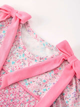 Pink Bow Smocked Floral Baby Bubble - Rylee Faith Designs - Flyclothing LLC