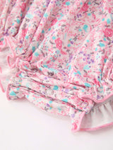 Pink Bow Smocked Floral Baby Bubble - Rylee Faith Designs - Flyclothing LLC