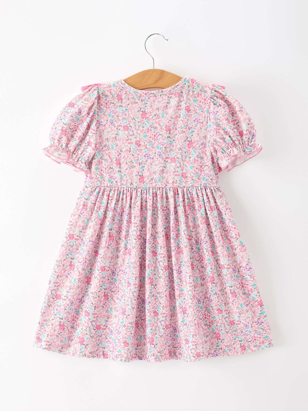Pink Bow Smocked Floral Girl Dress - Rylee Faith Designs - Flyclothing LLC