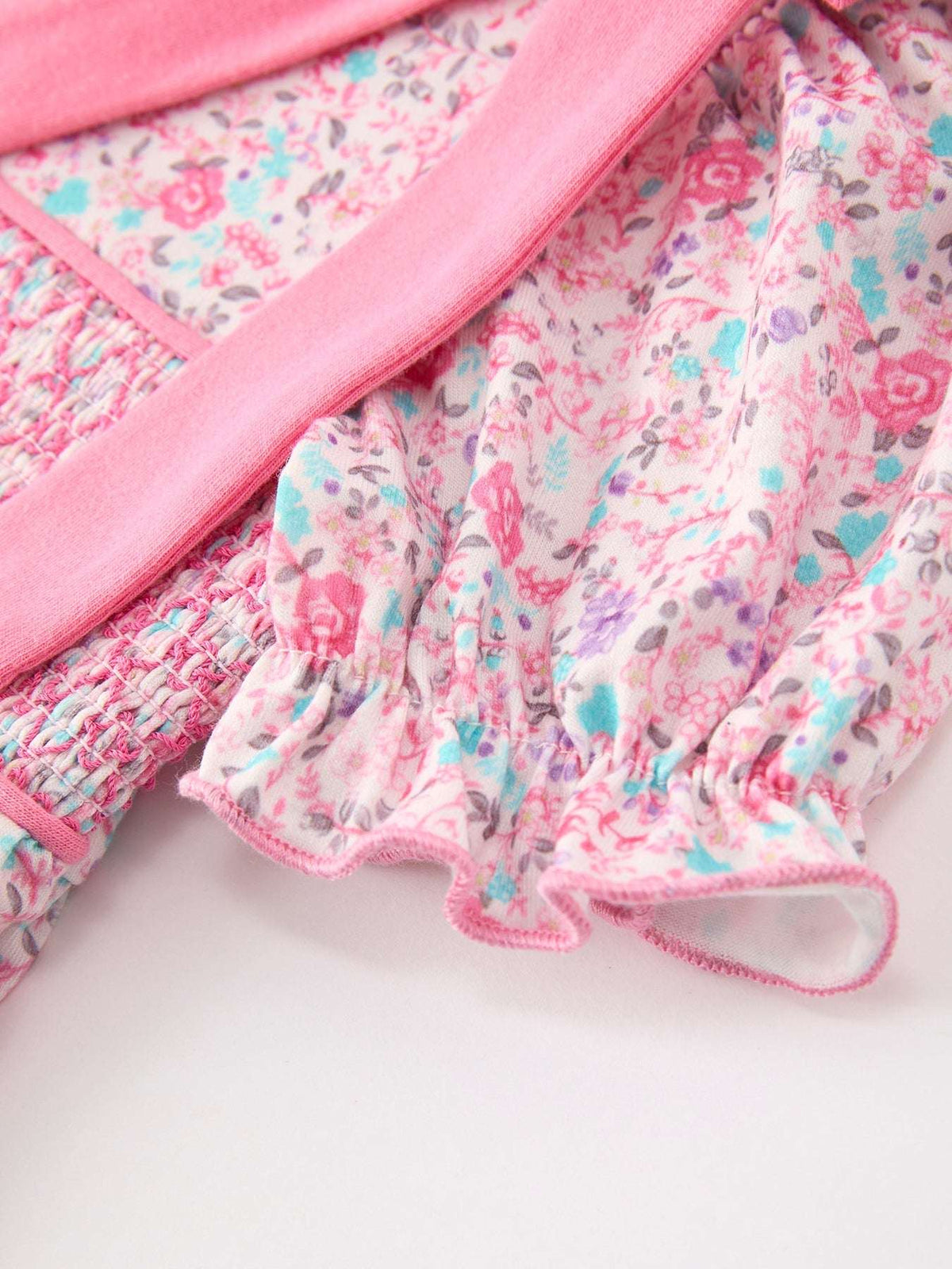 Pink Bow Smocked Floral Girl Dress - Rylee Faith Designs - Flyclothing LLC