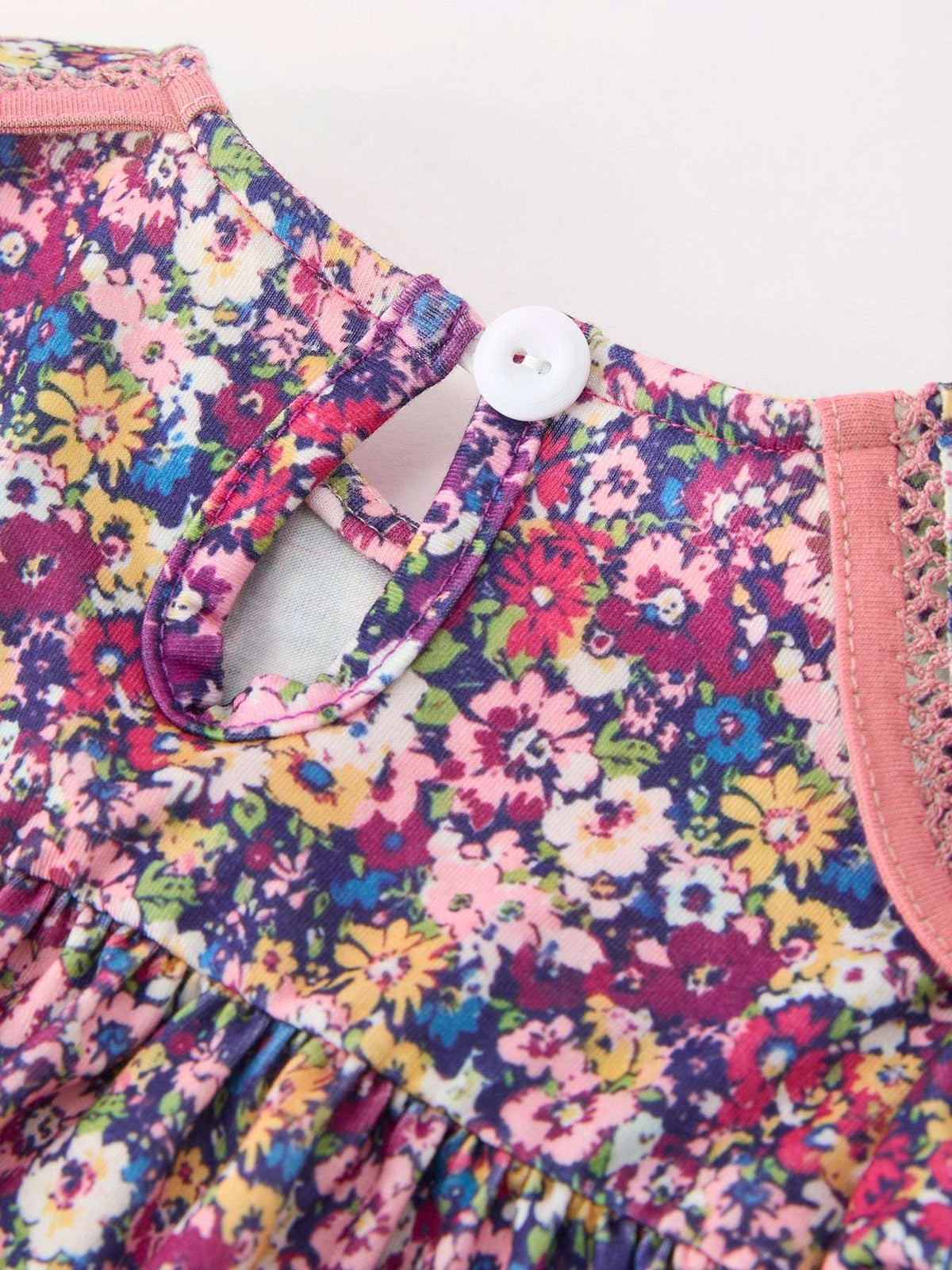 Pink Floral Petals Collar Girl Bloomer Set