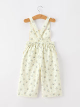 Girls Floral Print Lace Trim Wide Leg Jumpsuit - Rylee Faith Designs - Flyclothing LLC