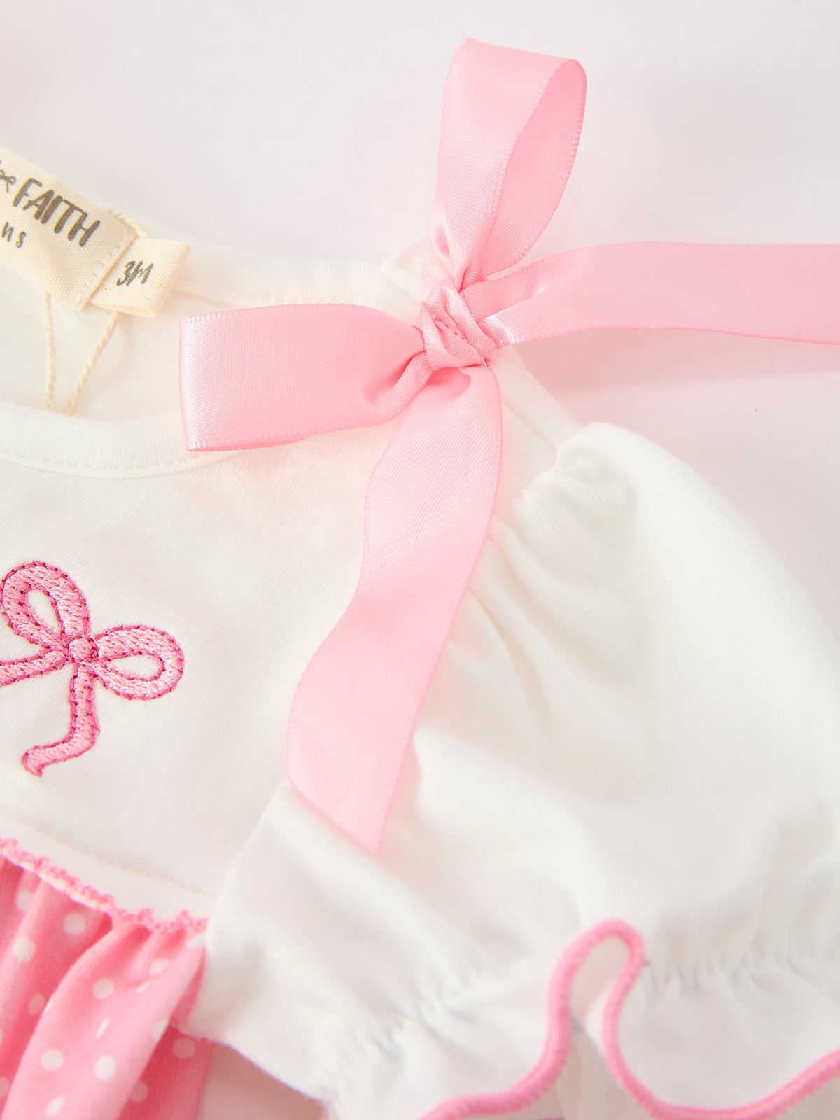 Fall Pink Ballet Embroidery Bow Bubble Romper - Rylee Faith Designs - Flyclothing LLC