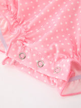 Fall Pink Ballet Embroidery Bow Bubble Romper - Rylee Faith Designs - Flyclothing LLC