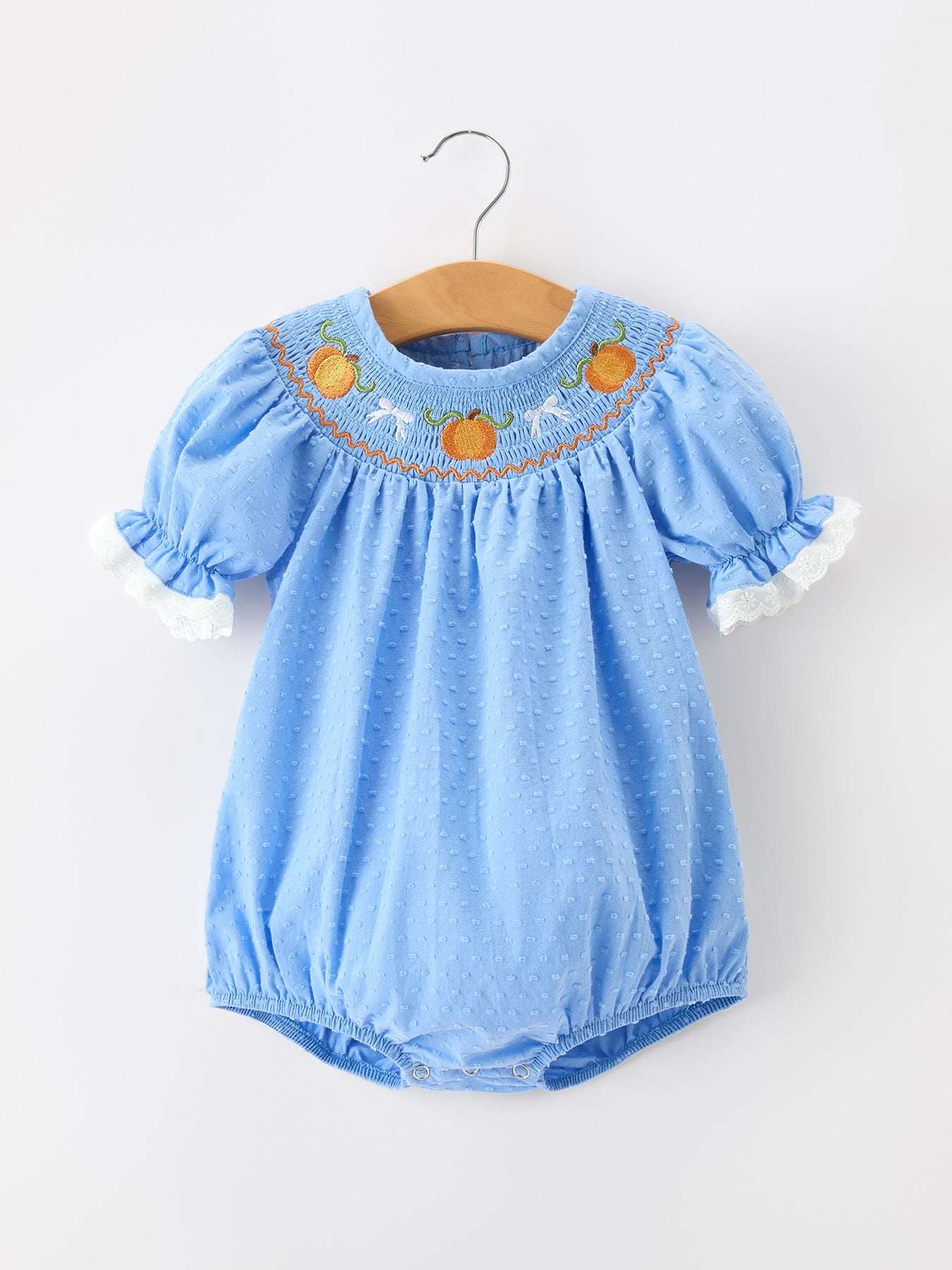 Halloween Thanksgiving Pumpkin Smocked Bubble Romper