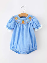 Halloween Thanksgiving Pumpkin Smocked Bubble Romper