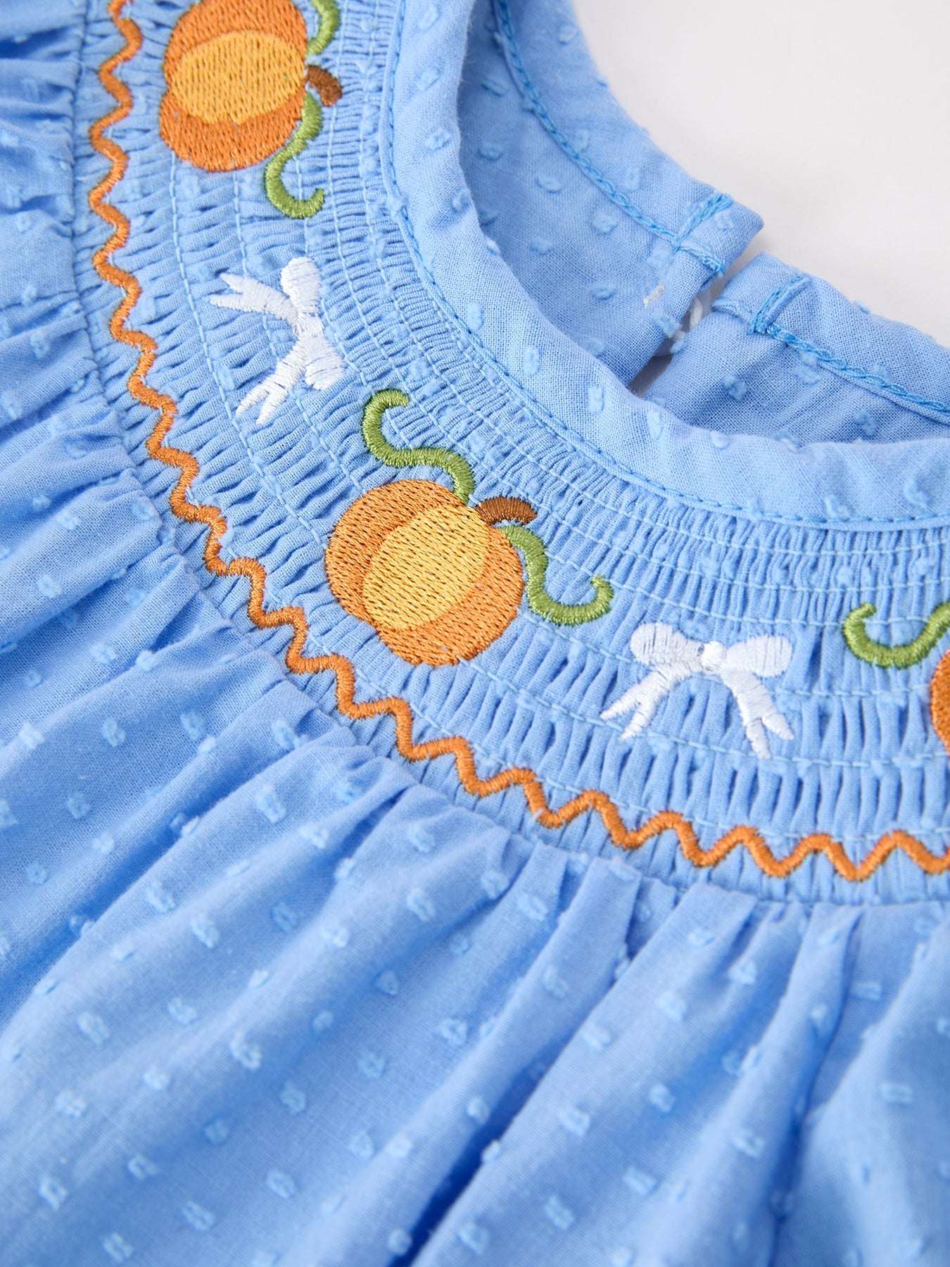Halloween Thanksgiving Pumpkin Smocked Bubble Romper