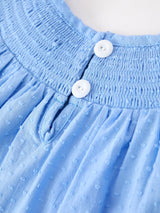 Blue Fall Thanksgiving&Halloween Pumpkin Smock Embroidery Lace Baby Girl Dress - Rylee Faith Designs - Flyclothing LLC