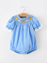 Halloween Thanksgiving Pumpkin Smocked Bubble Romper - Rylee Faith Designs - Flyclothing LLC