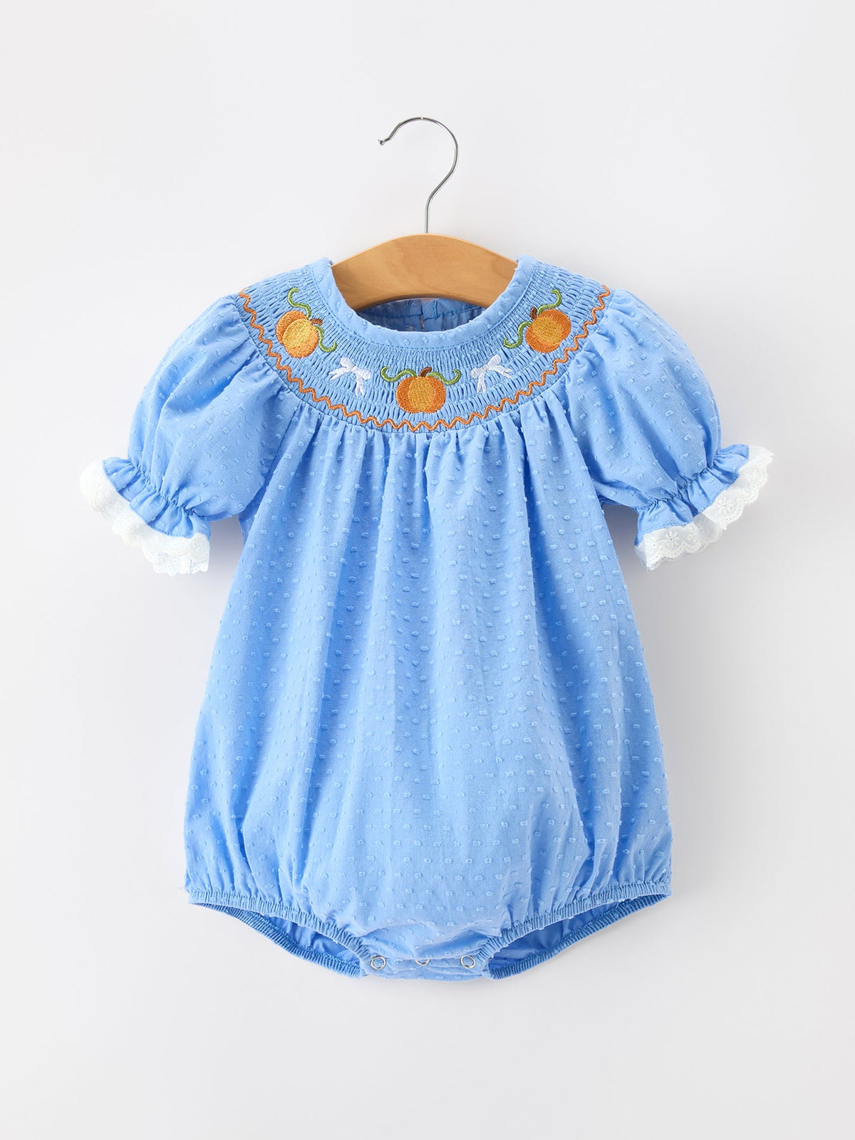 Halloween Thanksgiving Pumpkin Smocked Bubble Romper - Rylee Faith Designs - Flyclothing LLC