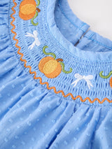 Halloween Thanksgiving Pumpkin Smocked Bubble Romper - Rylee Faith Designs - Flyclothing LLC