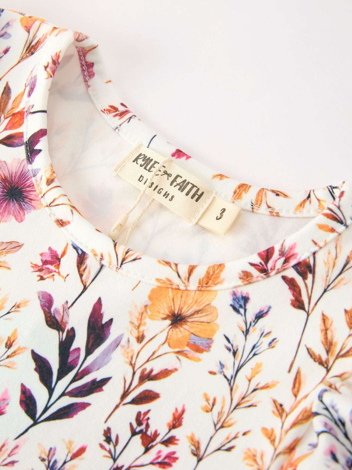 Fall Floral Puff Sleeve Ruffle Girls Dress