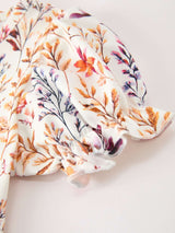 Fall Floral Puff Sleeve Ruffle Girls Dress
