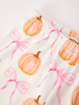 Halloween Thanksgiving Pumpkin Bow Fur Pajama Set - Rylee Faith Designs - Flyclothing LLC
