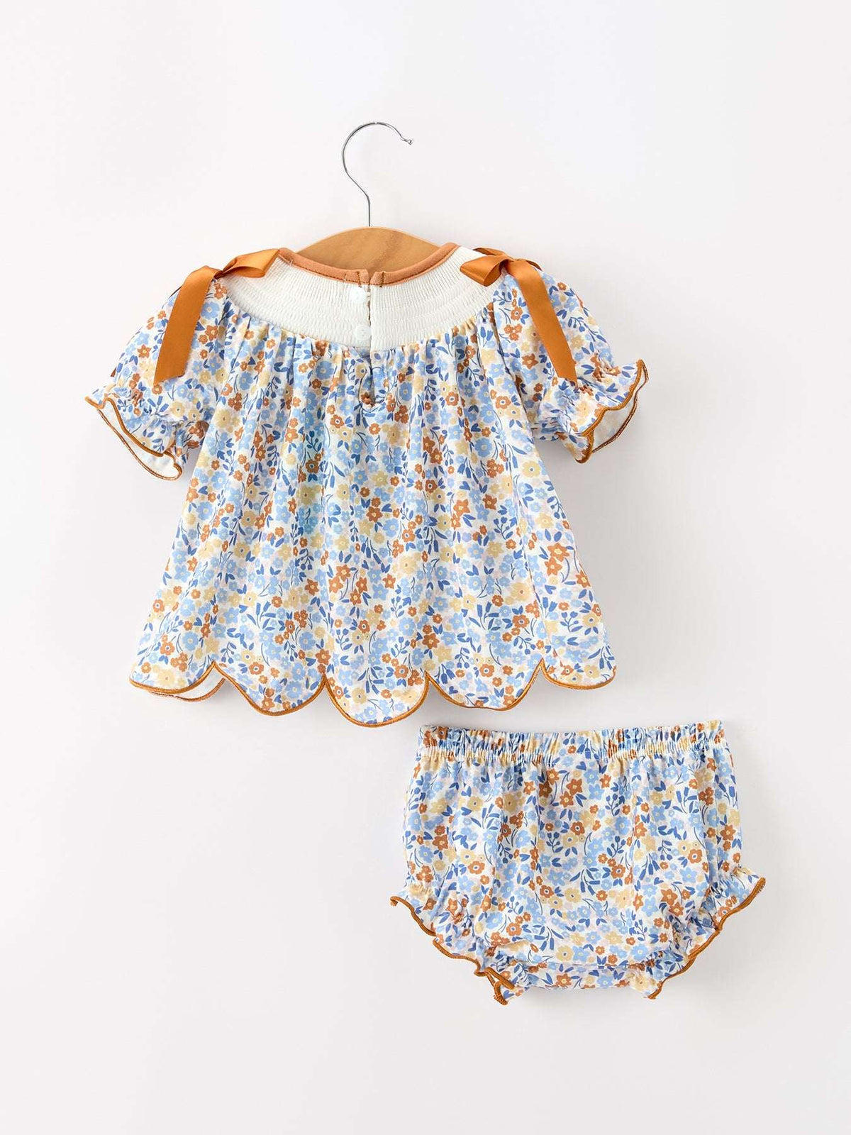 Fall Floral Smocked Girls Bloomer Set - Rylee Faith Designs - Flyclothing LLC