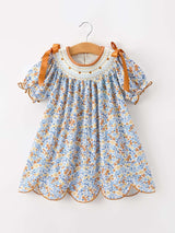 Fall Floral Smocked Girls Dress - Rylee Faith Designs - Flyclothing LLC