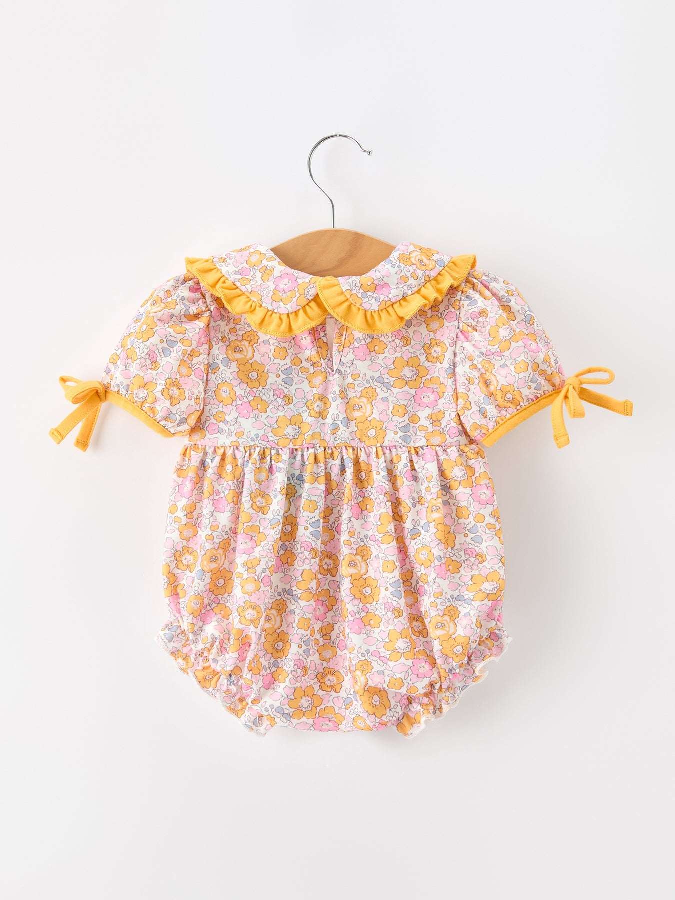 Halloween Pumpkin Floral Baby Bubble Romper