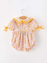 Halloween Pumpkin Floral Baby Bubble Romper