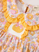 Halloween Pumpkin Floral Baby Bubble Romper