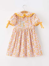 Halloween Pumpkin Floral Girls Dress