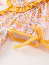 Halloween Pumpkin Floral Girls Dress