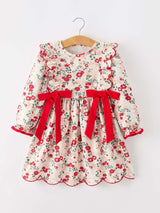 Fall Floral Bow Girls Twirl Dress