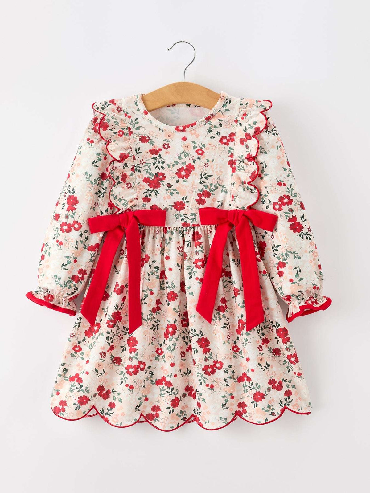 Fall Floral Bow Girls Twirl Dress