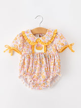 Halloween Pumpkin Floral Baby Bubble Romper - Rylee Faith Designs - Flyclothing LLC