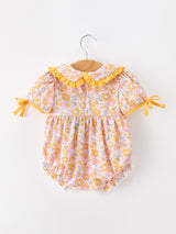 Halloween Pumpkin Floral Baby Bubble Romper - Rylee Faith Designs - Flyclothing LLC