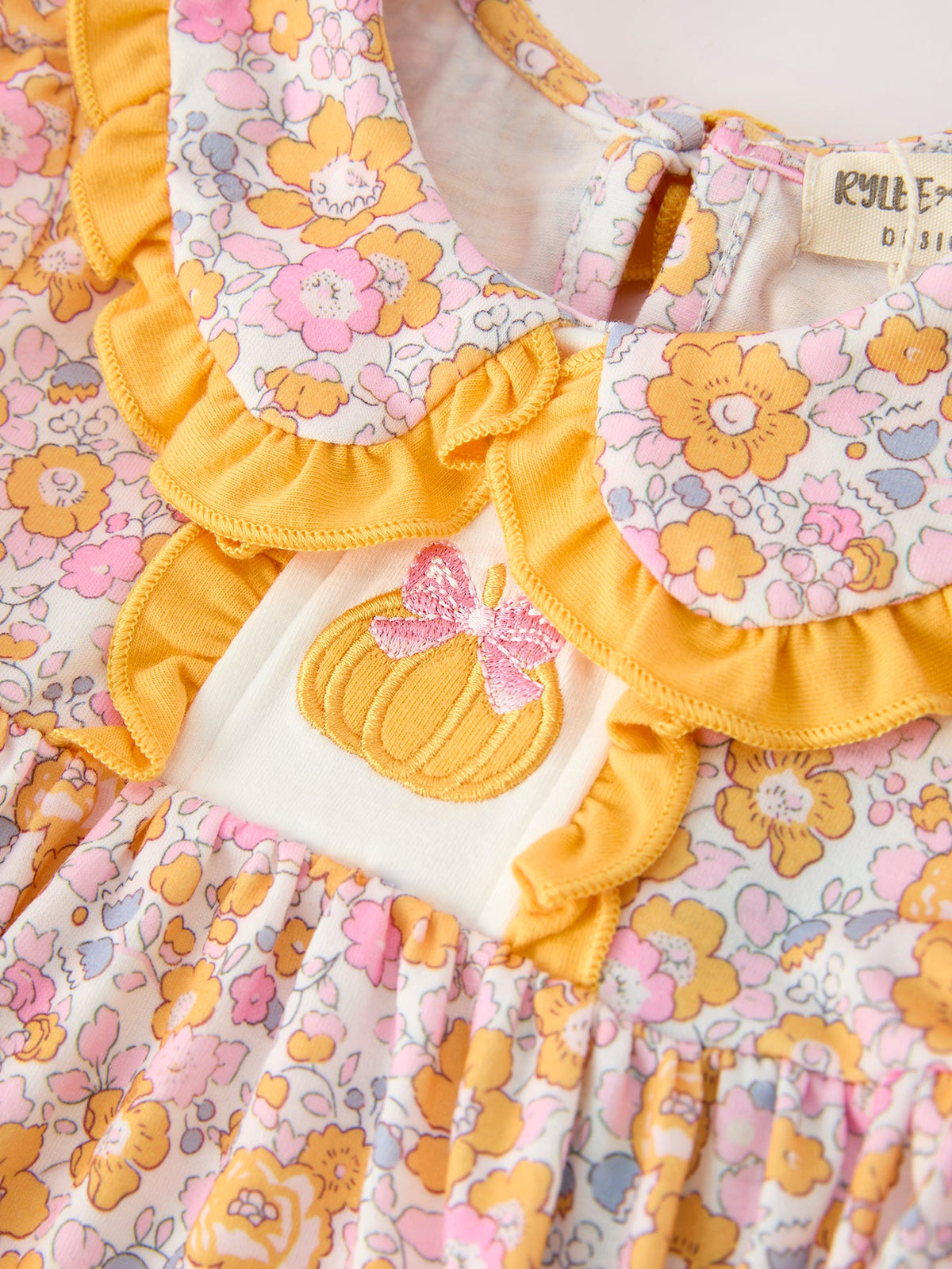 Halloween Pumpkin Floral Baby Bubble Romper - Rylee Faith Designs - Flyclothing LLC
