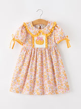 Halloween Pumpkin Floral Girls Dress - Rylee Faith Designs - Flyclothing LLC