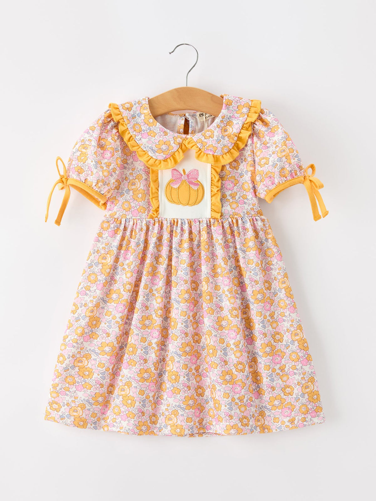 Halloween Pumpkin Floral Girls Dress - Rylee Faith Designs - Flyclothing LLC