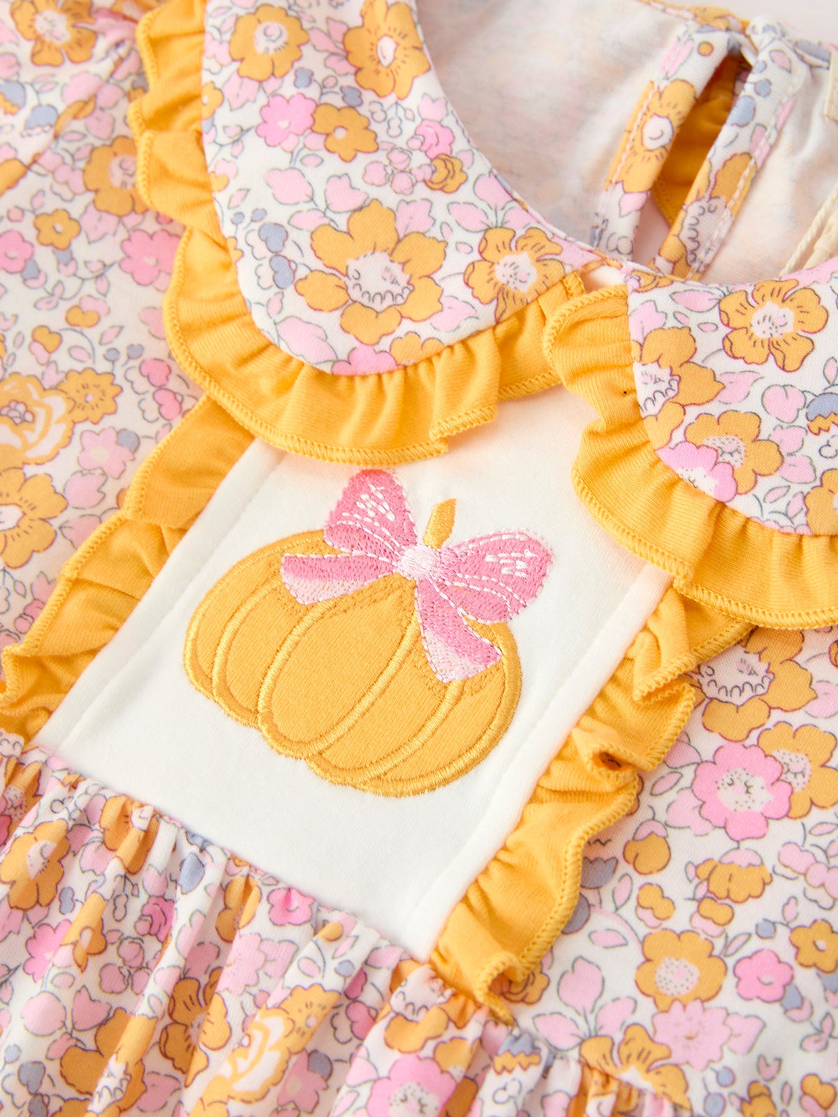 Halloween Pumpkin Floral Girls Dress - Rylee Faith Designs - Flyclothing LLC
