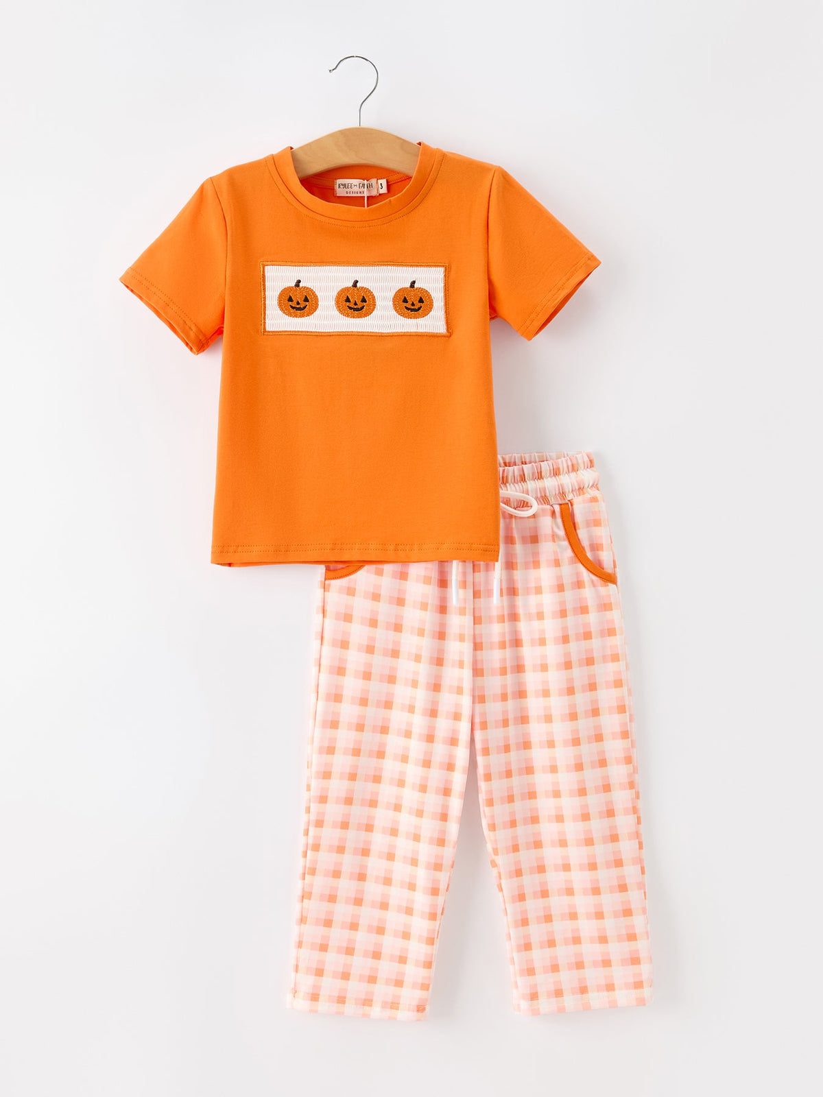 Halloween Pumpkin Plaid Boys Pants Set - Rylee Faith Designs - Flyclothing LLC