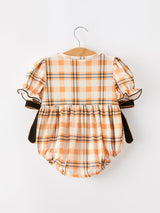 Halloween Plaid Smocked Baby Bubble Romper