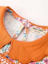 Fall Floral Smocked Petals Collar Girls Bubble Romper
