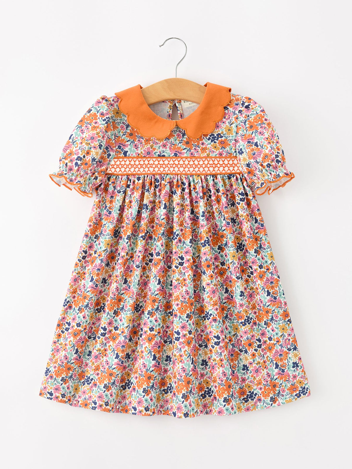 Fall Floral Smocked Petals Collar Girls Dress - Rylee Faith Designs - Flyclothing LLC