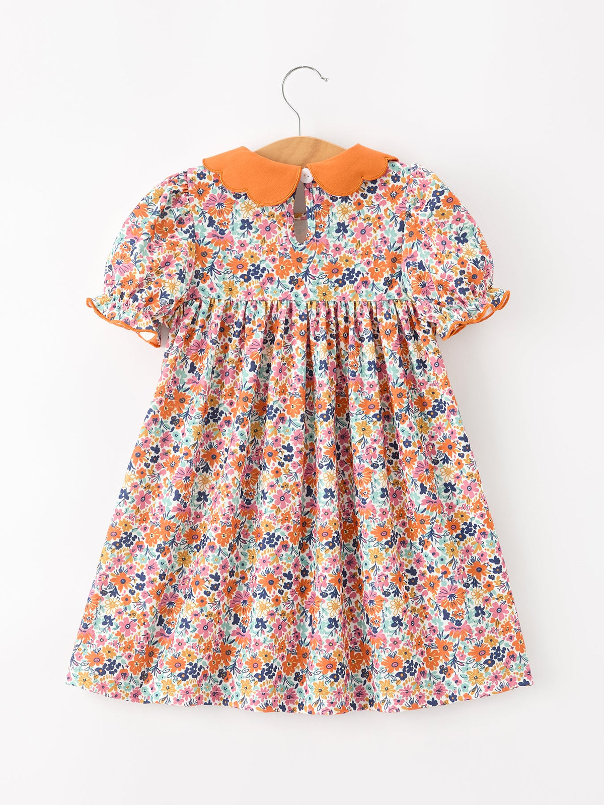 Fall Floral Smocked Petals Collar Girls Dress - Rylee Faith Designs - Flyclothing LLC