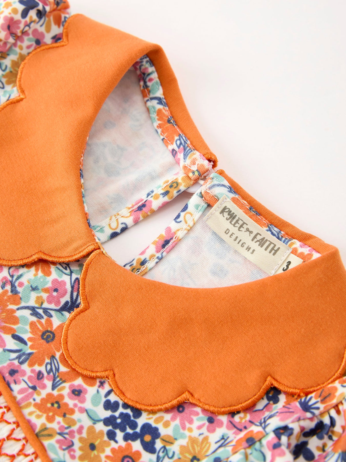 Fall Floral Smocked Petals Collar Girls Dress - Rylee Faith Designs - Flyclothing LLC