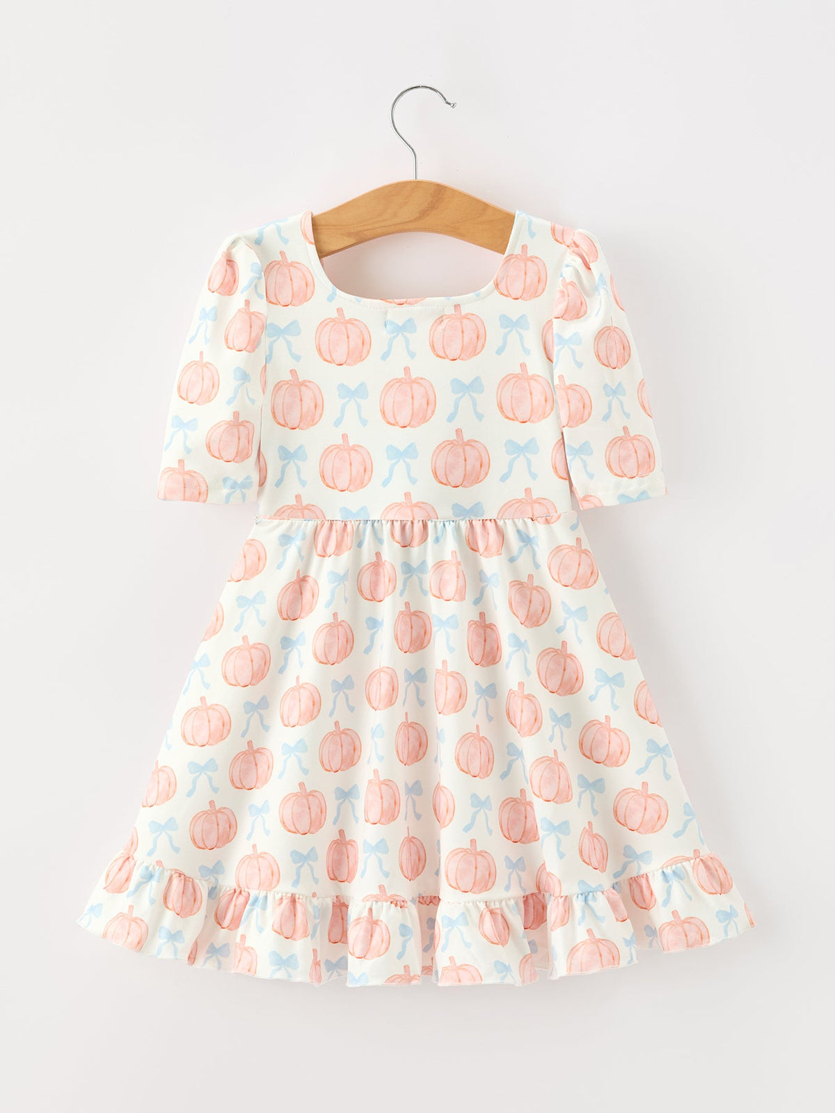 Halloween Thanksgiving Pumpkin Bow Girls Twirl Ruffle Dress - Rylee Faith Designs - Flyclothing LLC